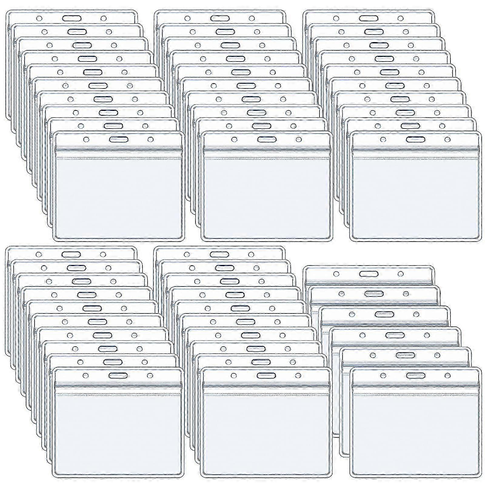 حامل بطاقة الهوية 50 قطعة ، علامة الاسم الأفقي البلاستيكية واضحة حامل شارة بلاستيكية مقاومة للماء حاملي بطاقة هوية الحبل لبطاقات متعددة ، 100x85mm