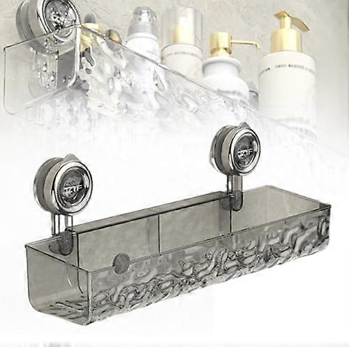 Suction Cup Shower Caddy NoDrill Wall Shelf for Bathroom or Kitchen Storage (Black, A)