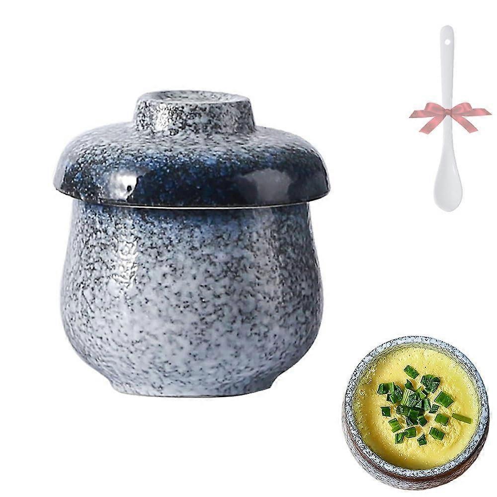 Vintage Ceramic Egg Coddler with NoSpill Lid, 220ml Durable Porcelain Cooker for Soft Boiled Eggs