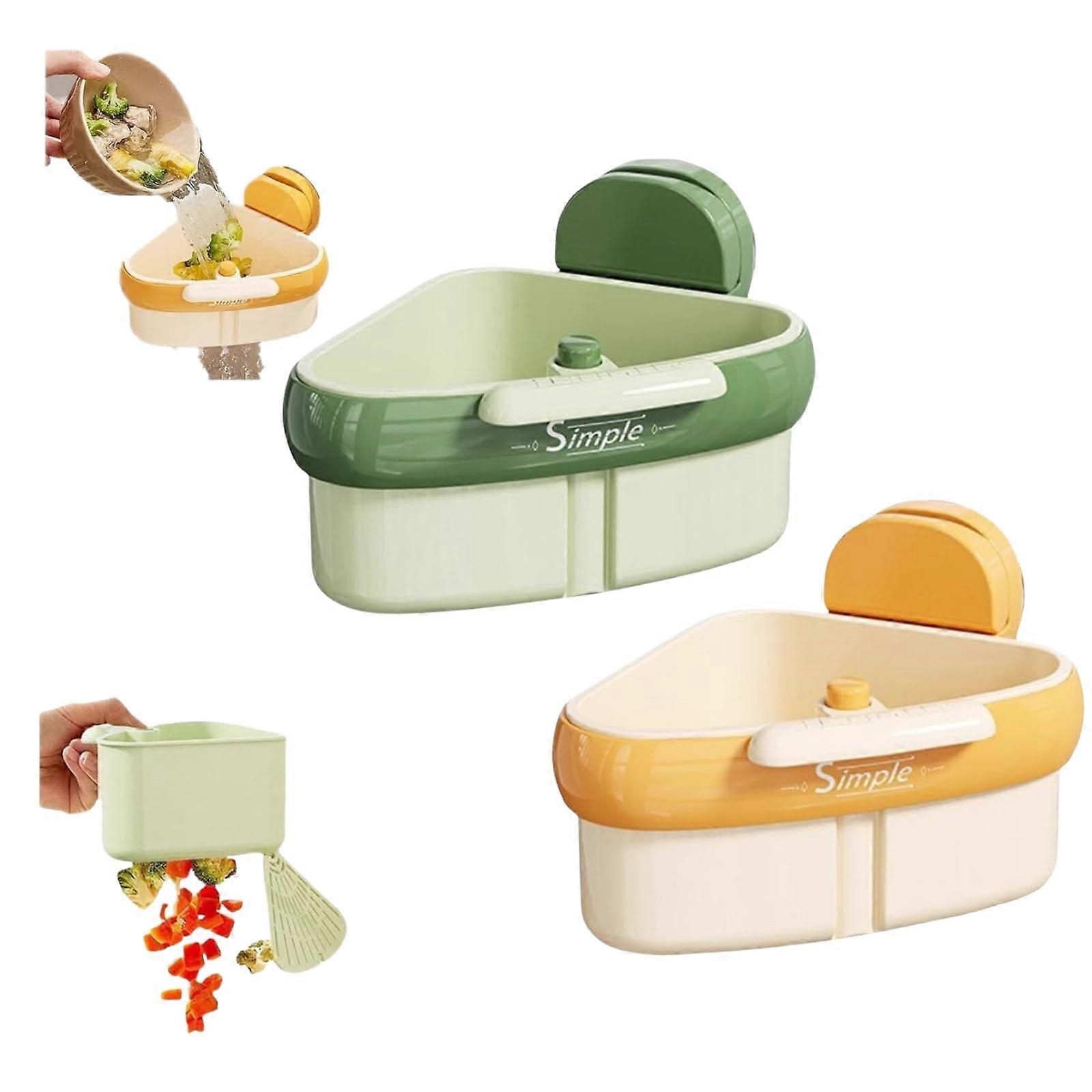 Sink Strainer Basket with Suction Cup Corner Rack, Triangular Food Waste Organizer, 2pcs Mix