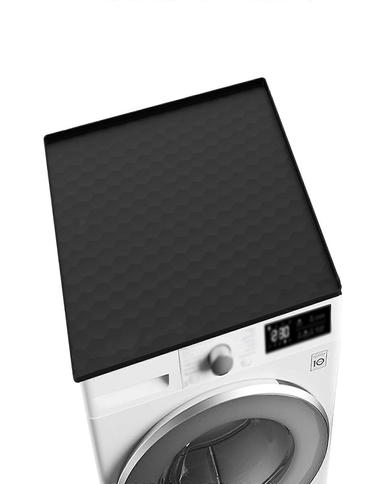 Silicone Refrigerator Mat 60x60cm Non-Slip Floor Protector with Raised Edge for Fridge and Washing Machine Black