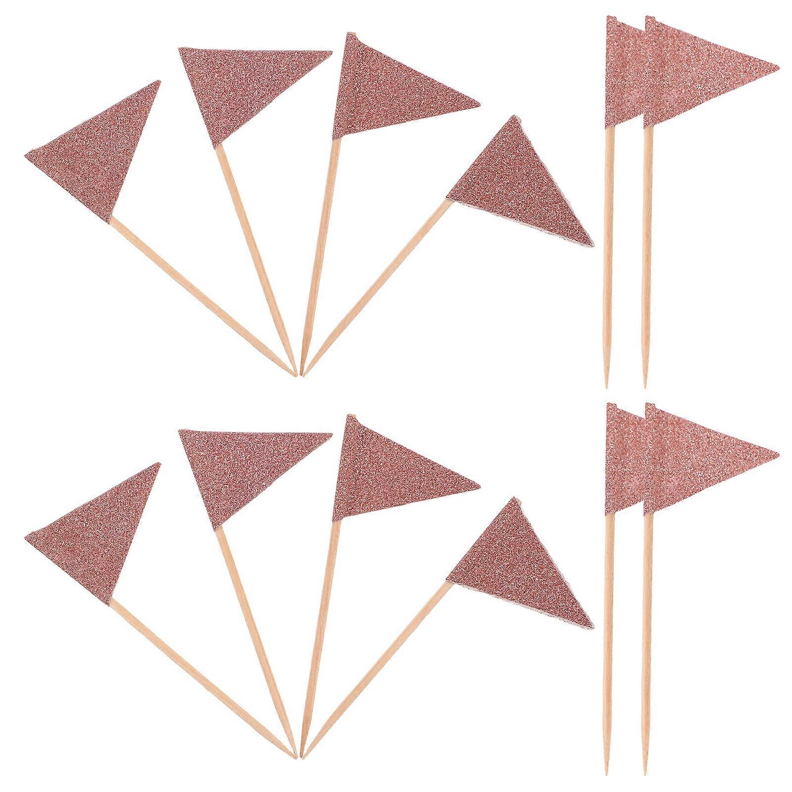 Rose Gold Egg Cake Decoration Flags for Decoration 12Pcs Cupcake Flags