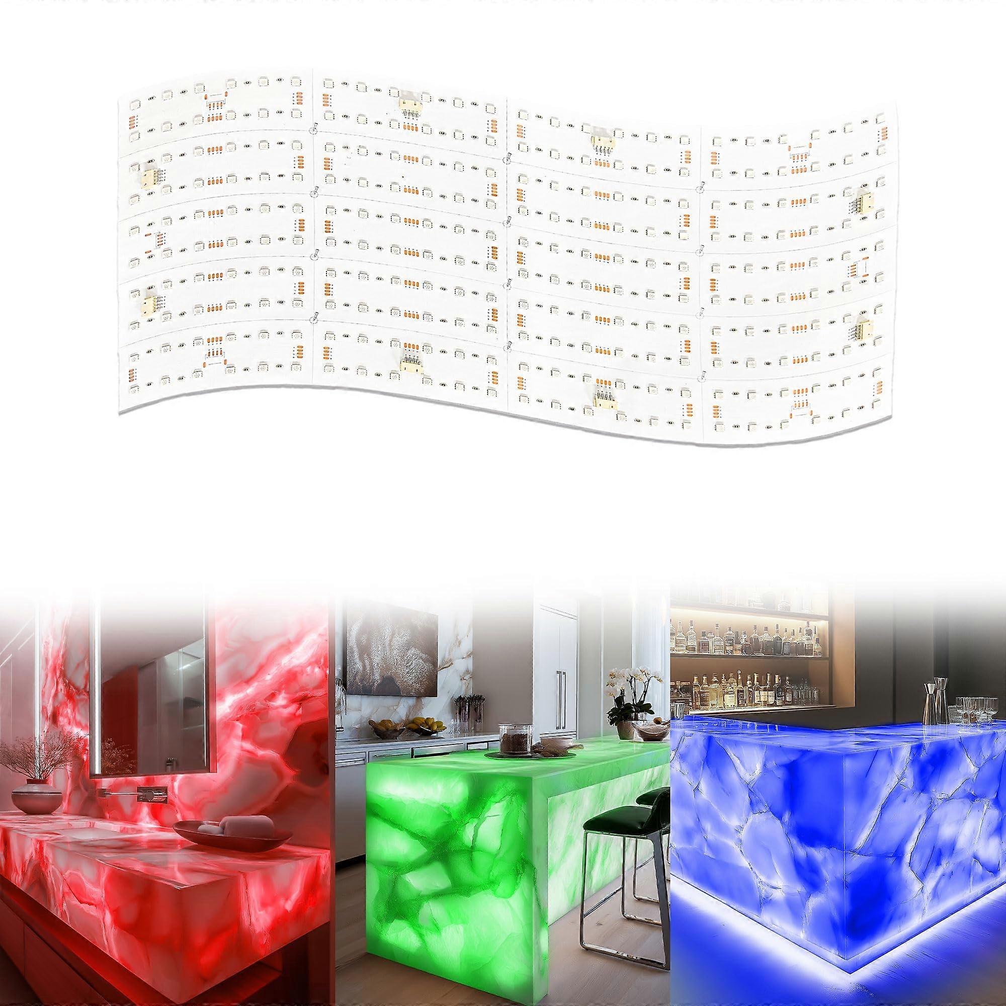 4 Pack RGB LED Backlight Panel Sheets 24V Dimmable Cuttable Flexible Smart App and Compatible with Alexa Control for Marble Quartz Countertops