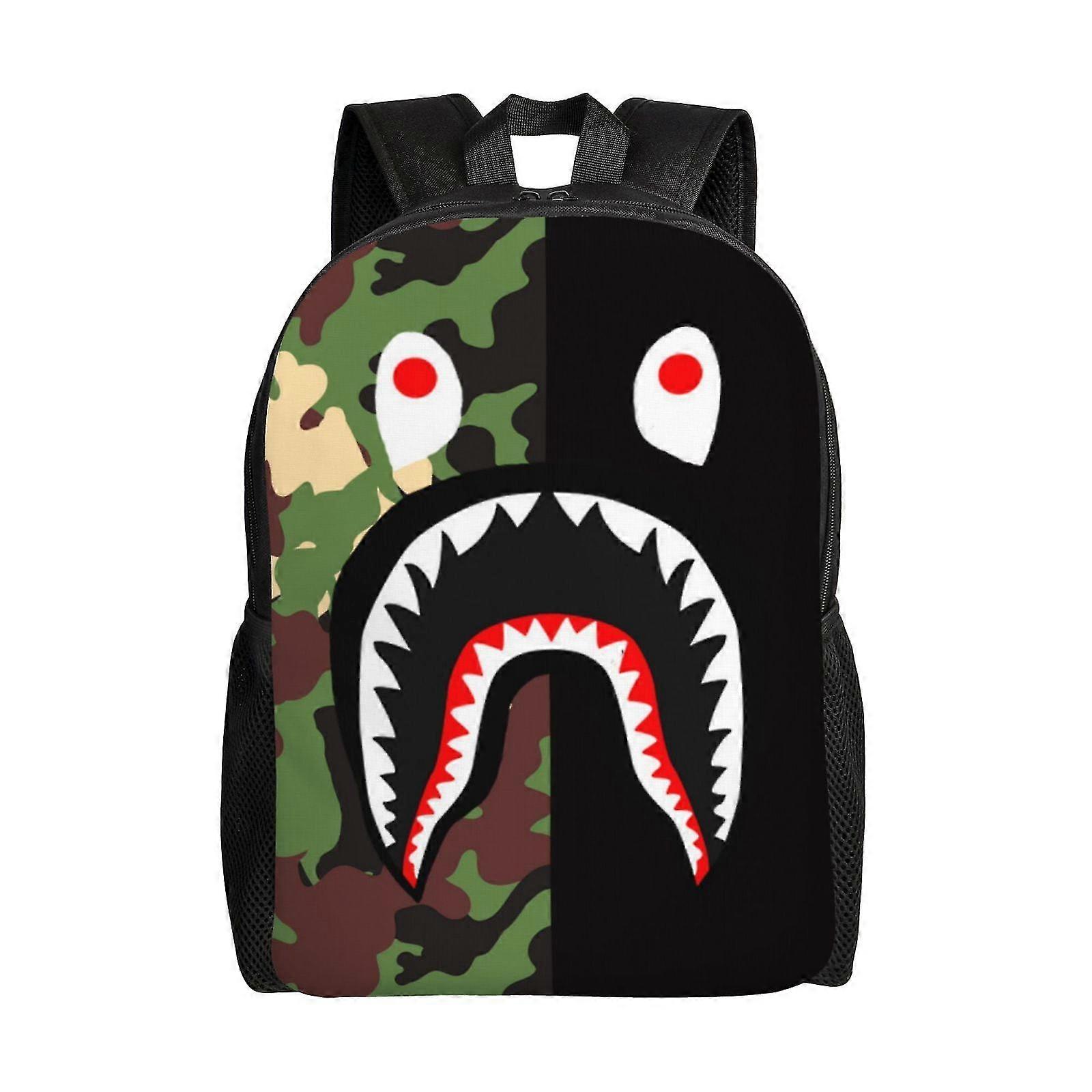 حقائب ظهر Bape Face Shark حقائب نهارية عارضة حقيبة كتب الطالب طباعة حقيبة الظهر حقيبة مدرسية خفيفة الوزن