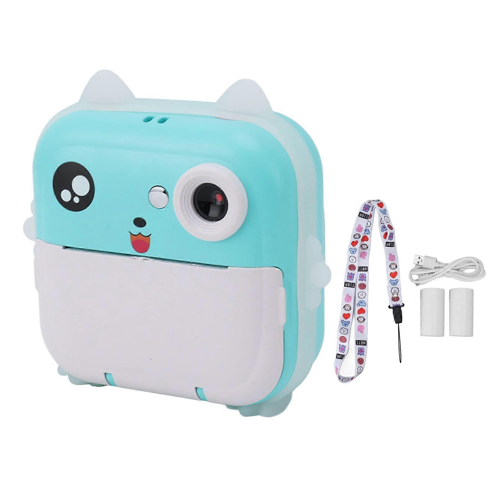 Kids Instant Print Camera 24MP HD Photography with Video Recording USB Charging Expandable Memory Blue