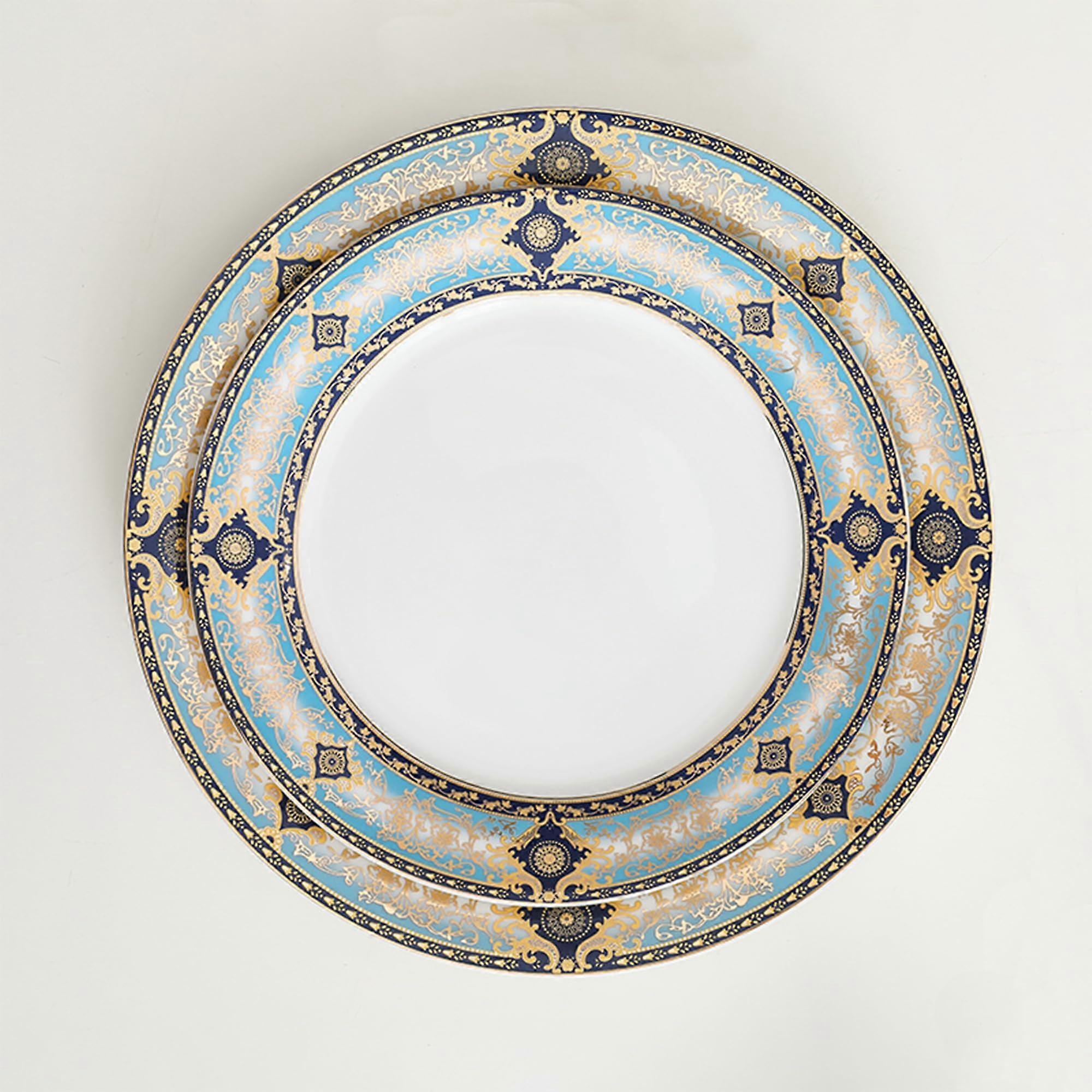 Bone China Dinnerware Set for 4, Elegant Bohemian Coffee Cups and Plates, GiftReady Black Design