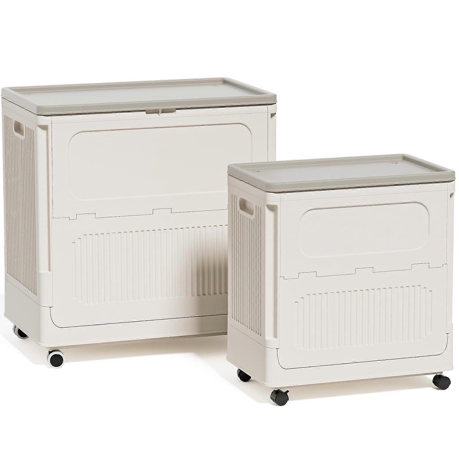 Rolling Laundry Hamper with Lid, 130L and 60L Foldable Laundry Basket Set with Wheels for Home