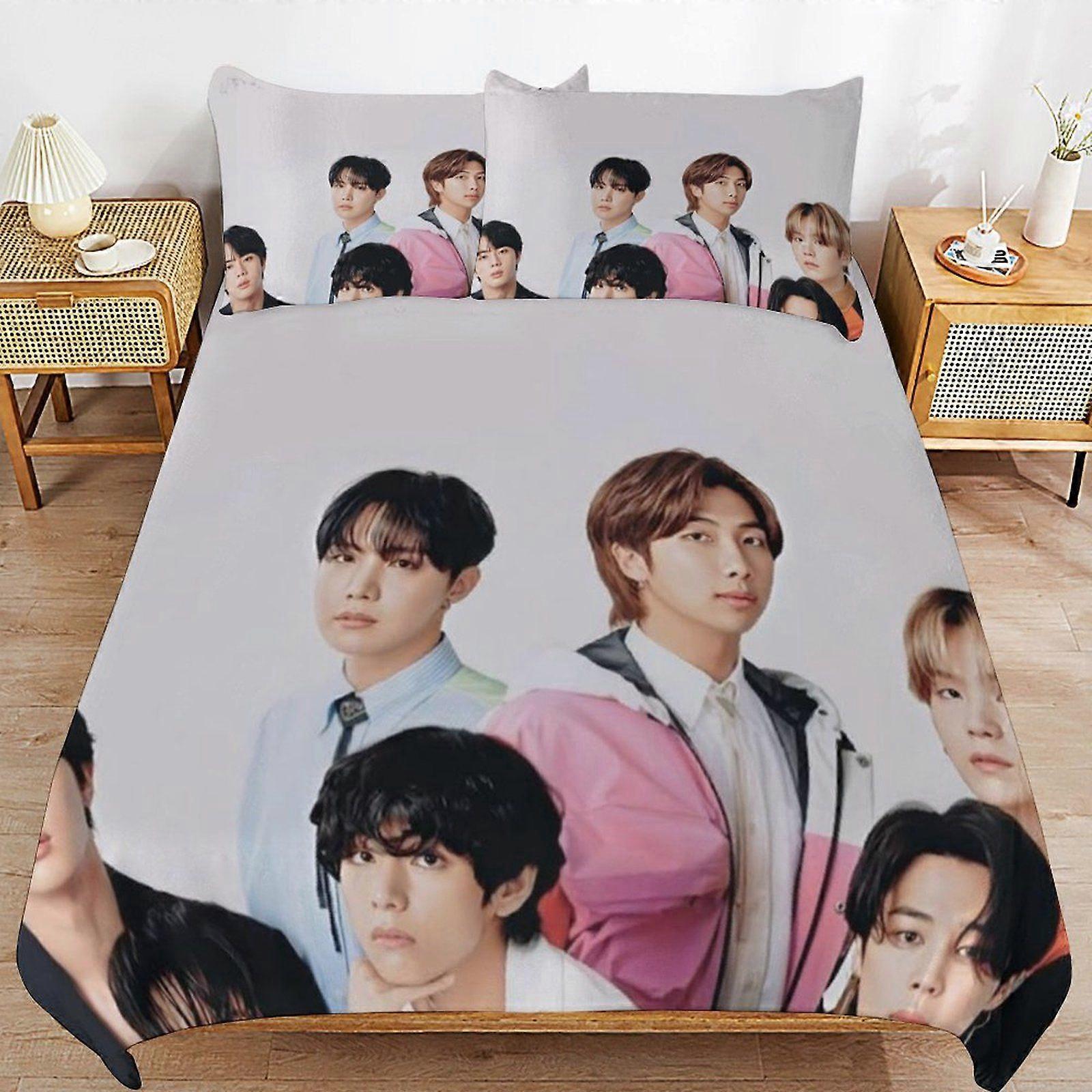 BTS Home Friendly Soft Touch Long Lasting Thread Design Zipper Duvet Cover Sets Use Pattern