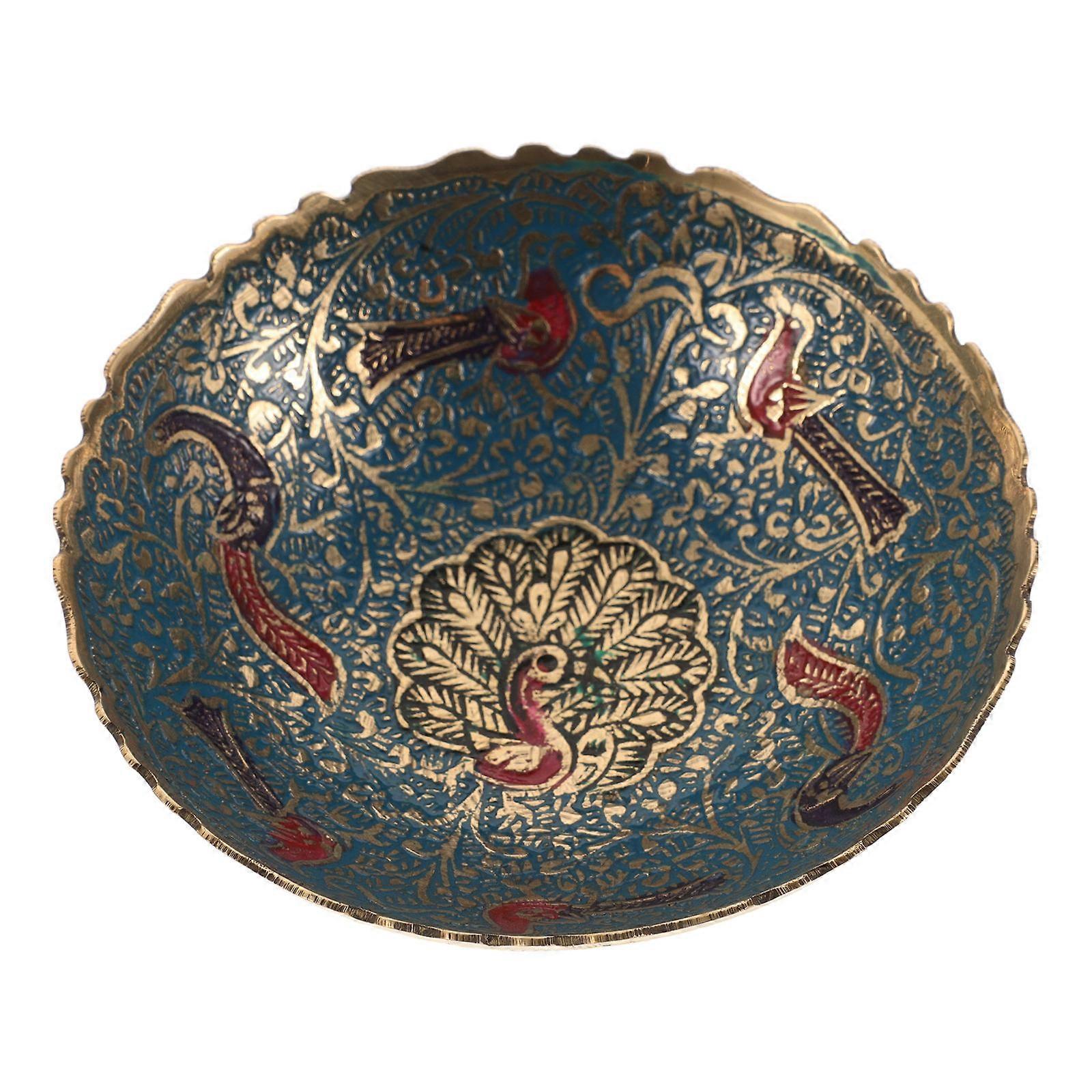 Brass Temple Fruit Tray Offering Plate with Unique Patterns 1 Piece