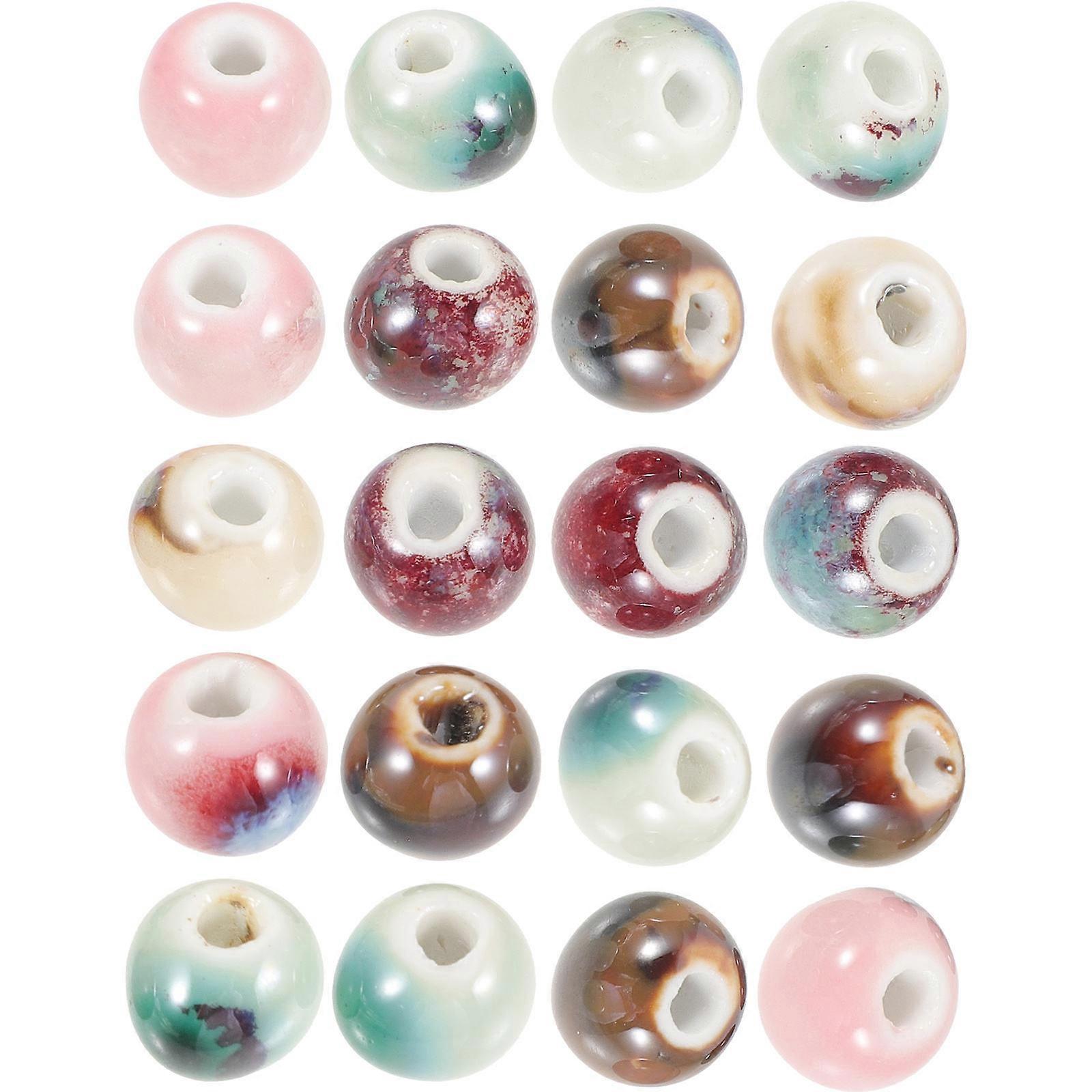 Small Ceramic Beads for Jewelry Making Round Beads Assorted Color 20Pcs