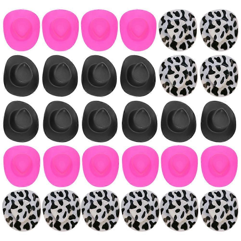 Assorted Color Mini Cowboy Hat Plastic for Playing 30Pcs Tiny Hats