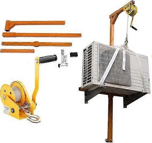 Air Conditioner Lifting Bracket with SelfLocking Winch, Adjustable Steel AC Installation Bracket 661lbs