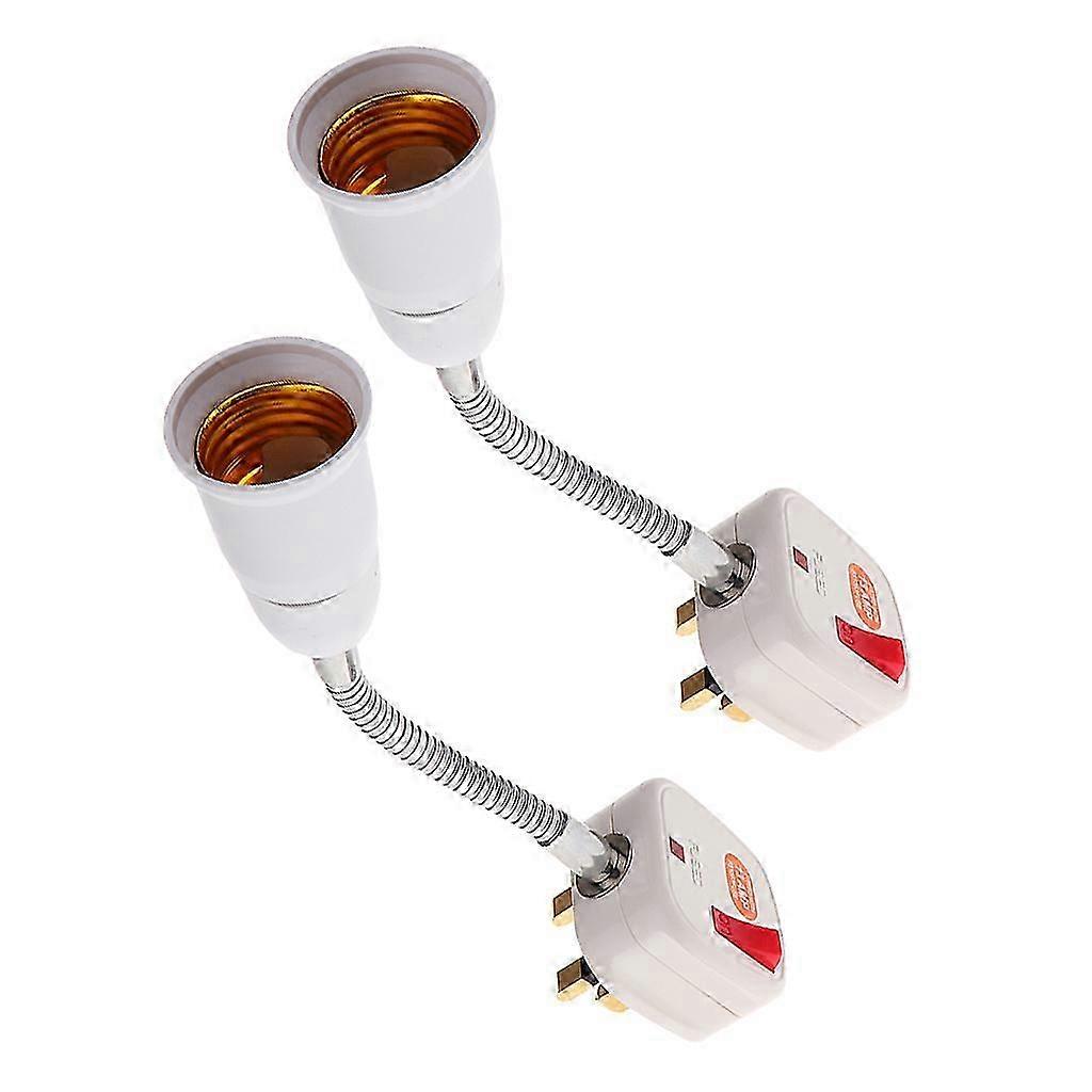 25-26 2x E27 Socket Light Bulb Socket Adaptor Converter Lamp Holder Base-UK Plug