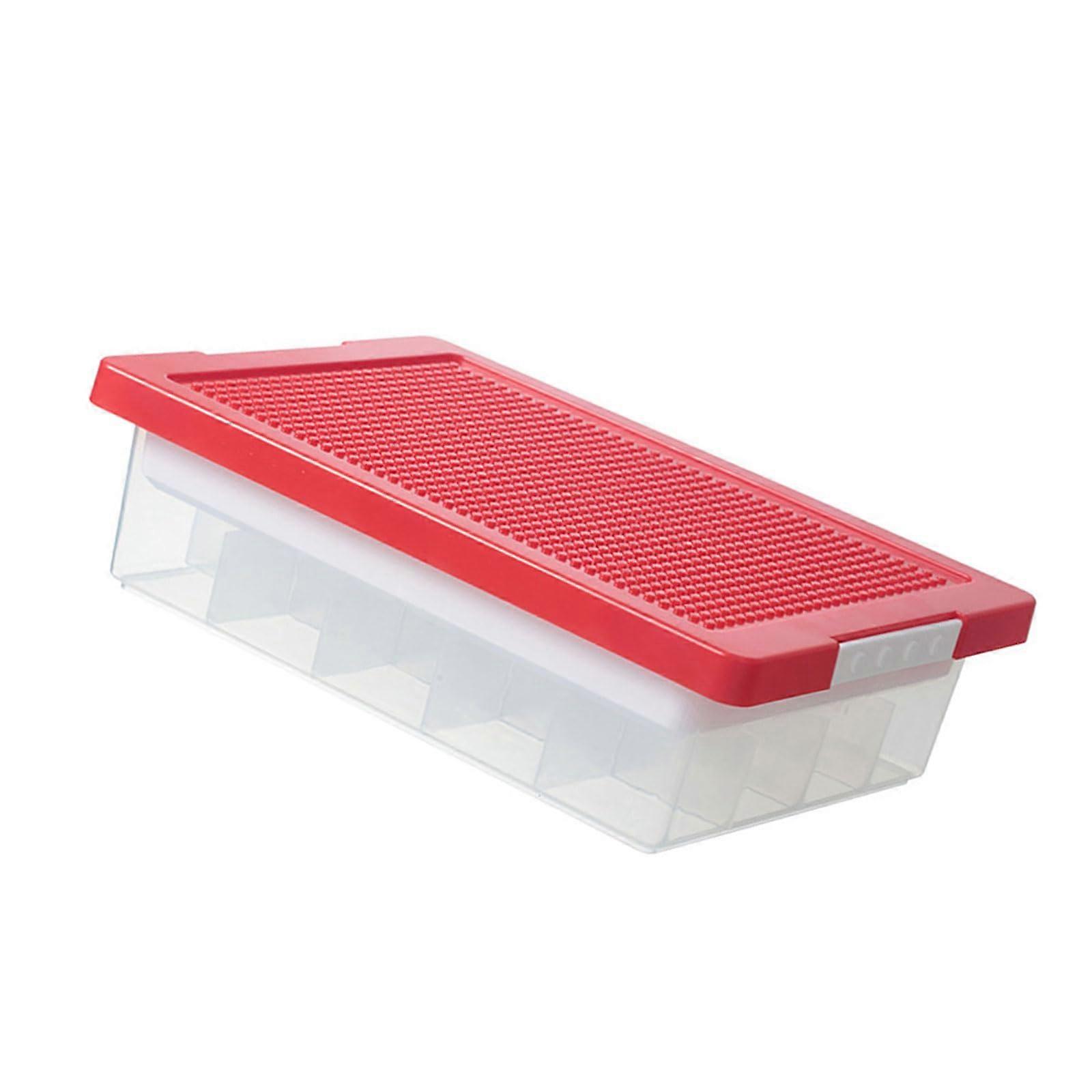 Clear Stackable Toy Storage Box with Builtin Building Plate and Adjustable Compartments for Kids Room