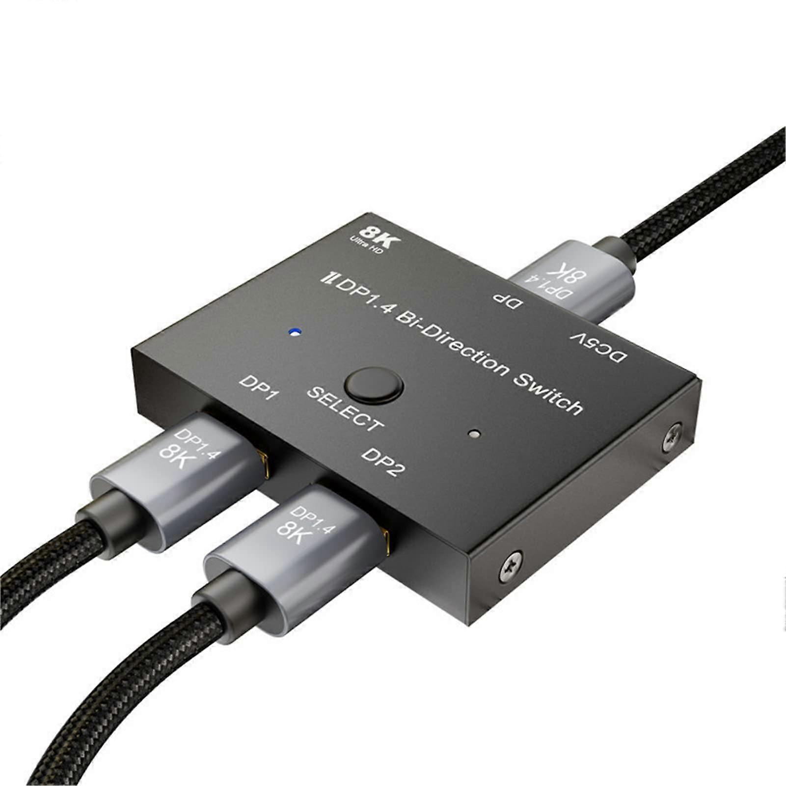 DisplayPort 1.4 Bidirectional Switch 8K Ultra HD, OneButton Control, 32.4Gbps Lossless Transmission