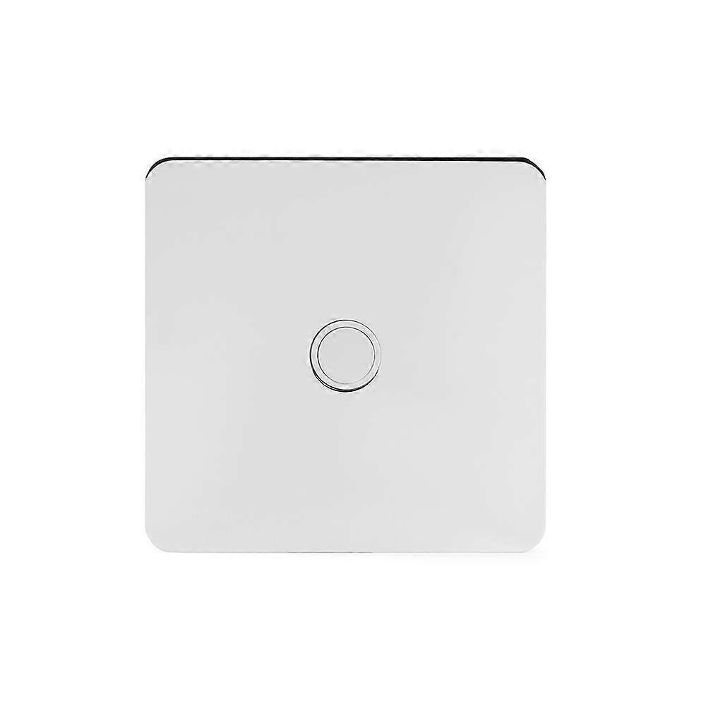 Polished Chrome Screwless Flat Plate 20A Flex Outlet with White Insert for Modern Interiors
