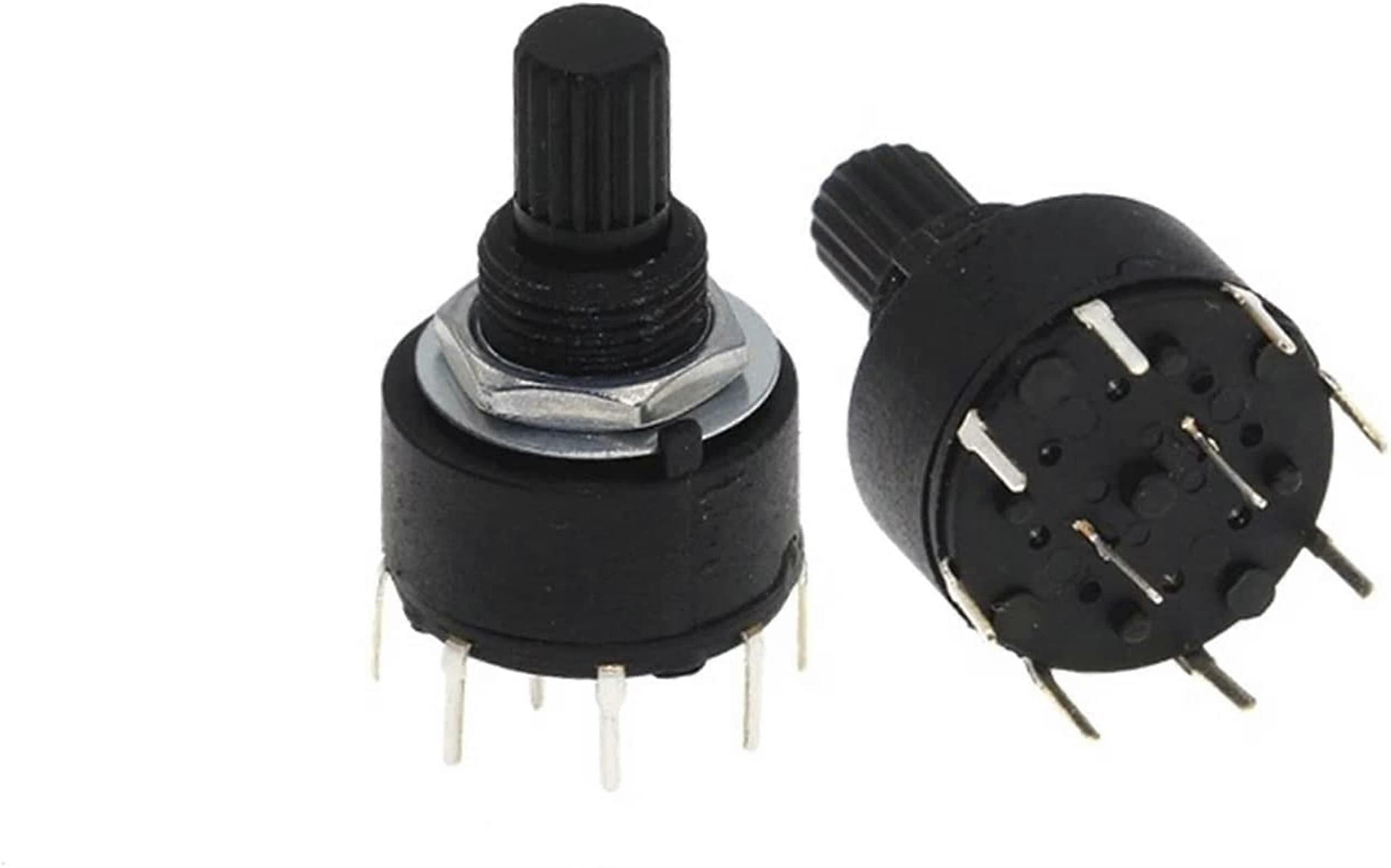 100PCS RS16 16mm Rotary Encoder with Push Button 2 Pole 3 Position Band Switch Silver