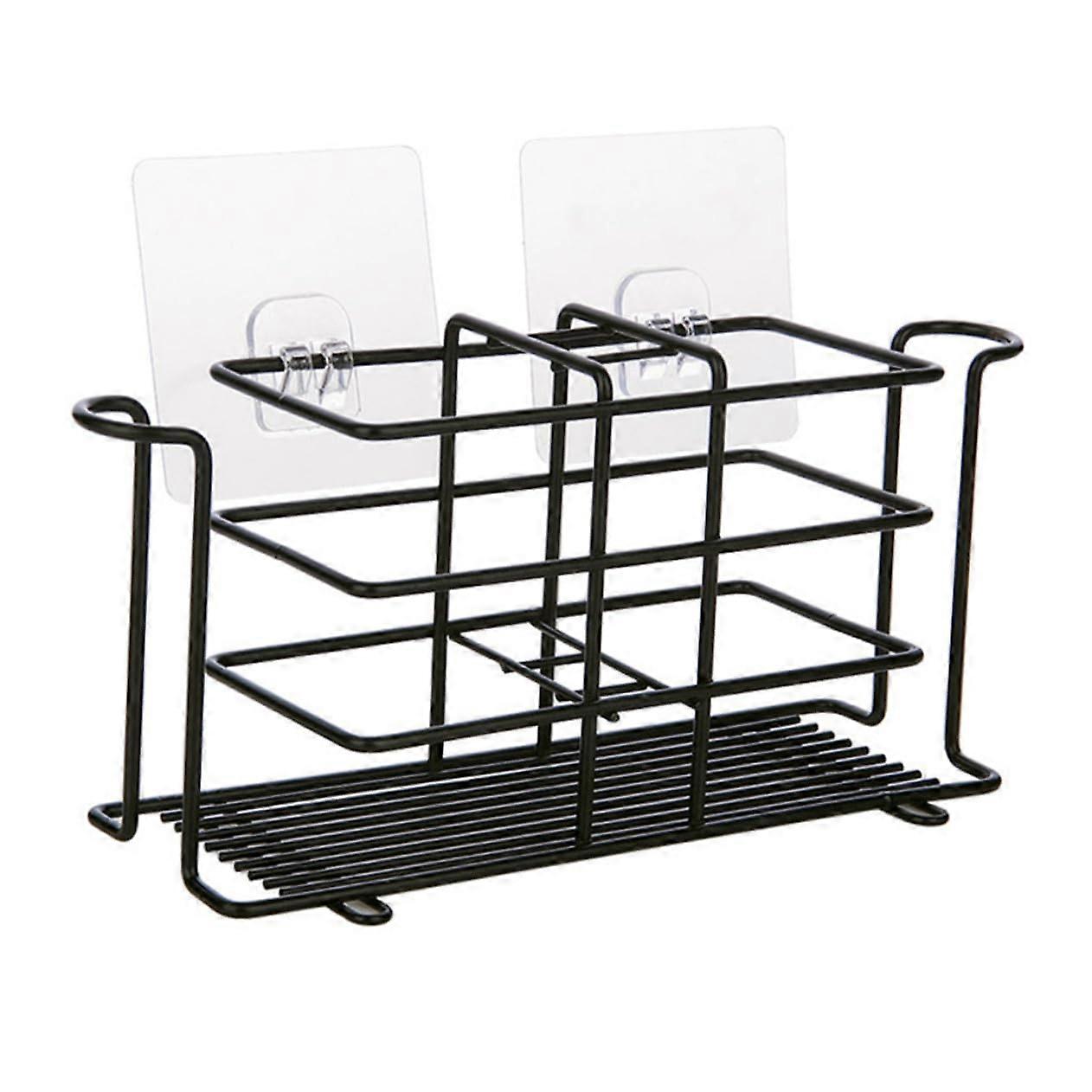 Wall Mounted Toothbrush Holder with Cup and Toothpaste Storage, Rustproof Iron Bathroom Organizer