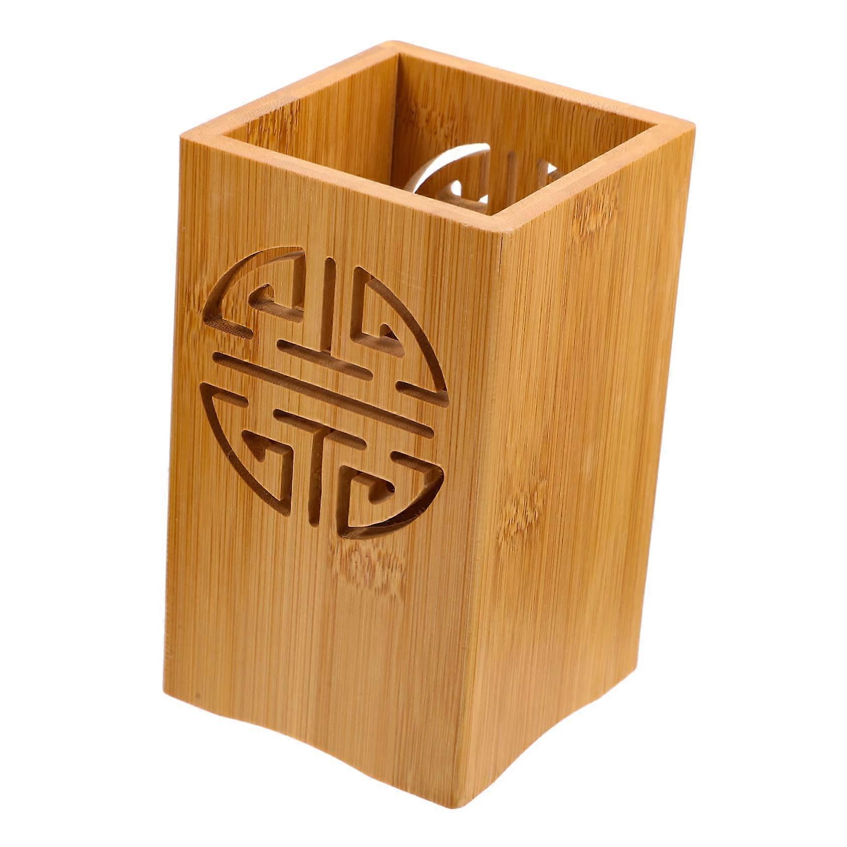 Utensil Holder with Drainage, Bamboo Cutlery Organizer, SpaceSaving Silverware Drying Rack