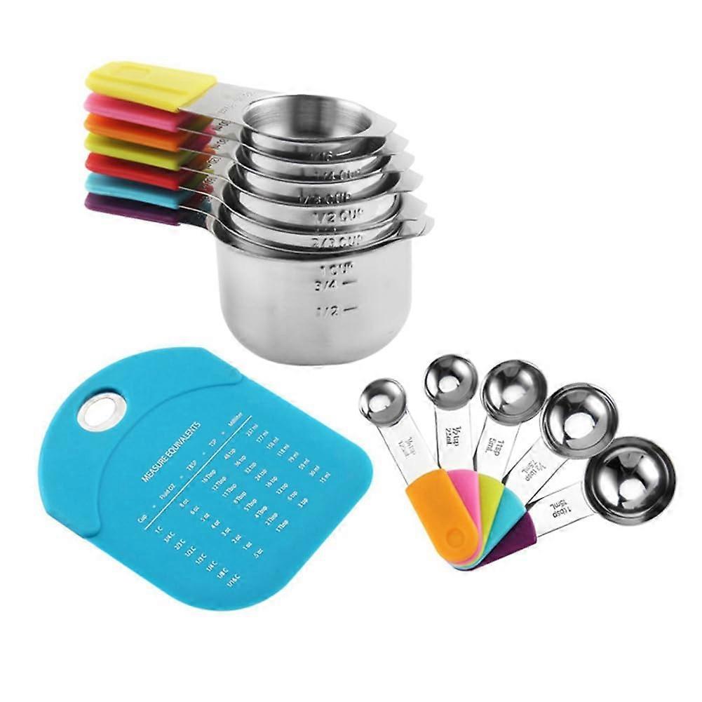 Stainless Steel Measuring Cups and Spoons Set 13 Piece for Baking and Cooking, Stackable Dishwasher Safe