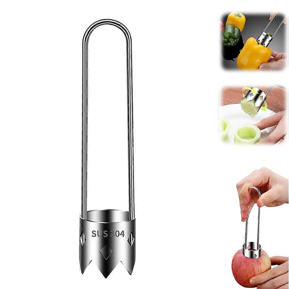 Bell Pepper Corer with Sharp Precision Blade, Stainless Steel Vegetable Seed Remover for Kitchen
