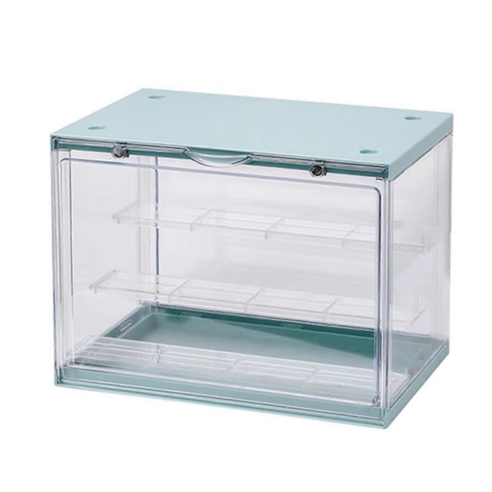 3Layer Acrylic Display Case for Collectibles with Clear Dustproof Magnetic Door, UVResistant Stackable Green Box