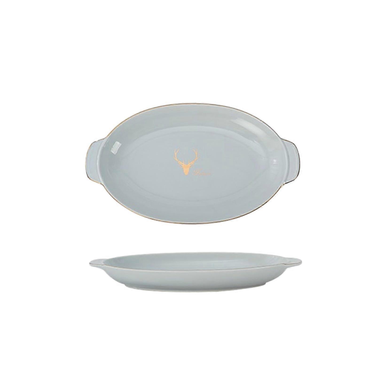 Dinnerware Set HeatResistant Ceramic Serving Plate Microwave Safe Elegant Underglaze Fish Platter