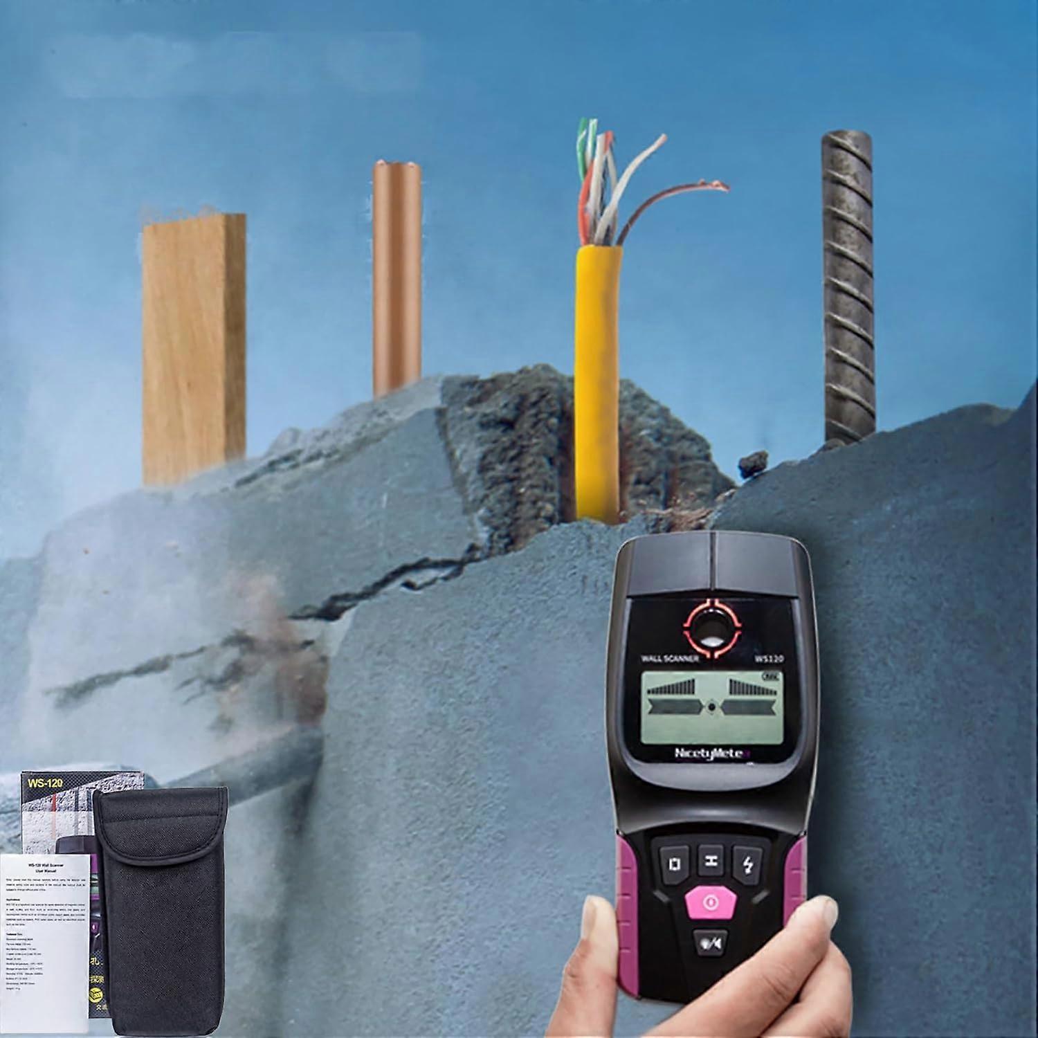 Wall Scanner Stud Finder with LCD Display, Auto Metal Detection, Live Wire Warning, 3 Scan Modes