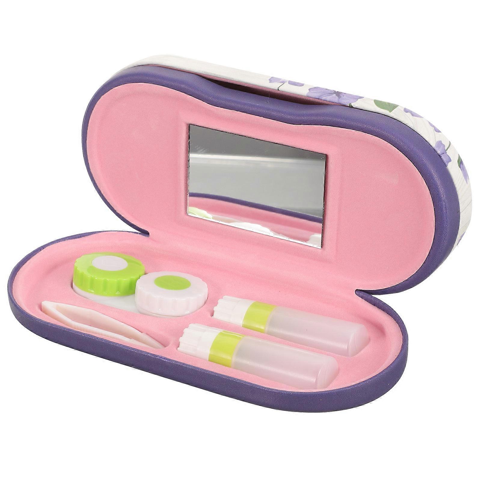 Double Layer Glasses Case Protective for Storage Use 5Pcs Violet Case