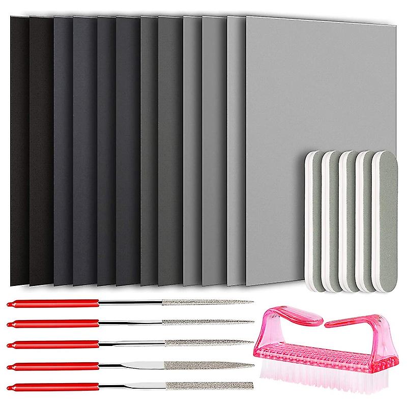 23 Pcs Resin Casting Set, Epoxy Resin Polishing Kit, 12 Sand Papers, 5 Polishing Blocks, 5 Shapes F