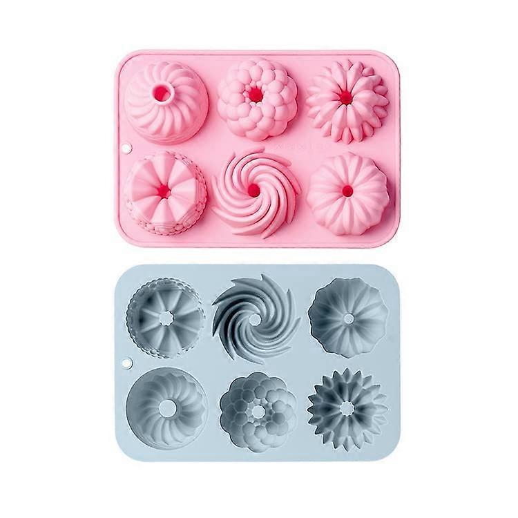 Silicone Baking Mold Set NonStick MultiPurpose for Cakes Pudding Jelly Chocolate Blue Pink