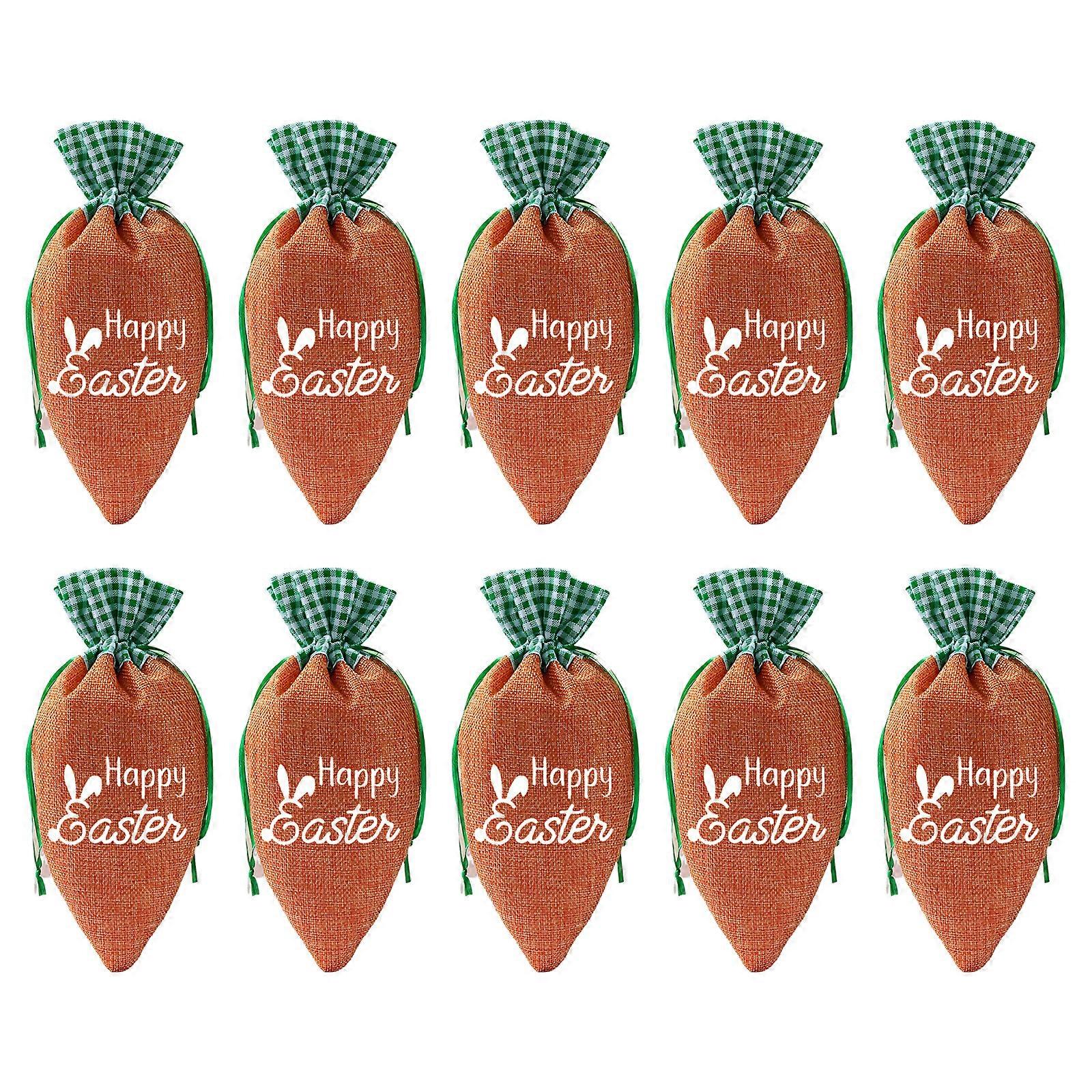 Sturdy Cloth Candy Bag with Carrot Drawstring for Easter Celebration Multicolor