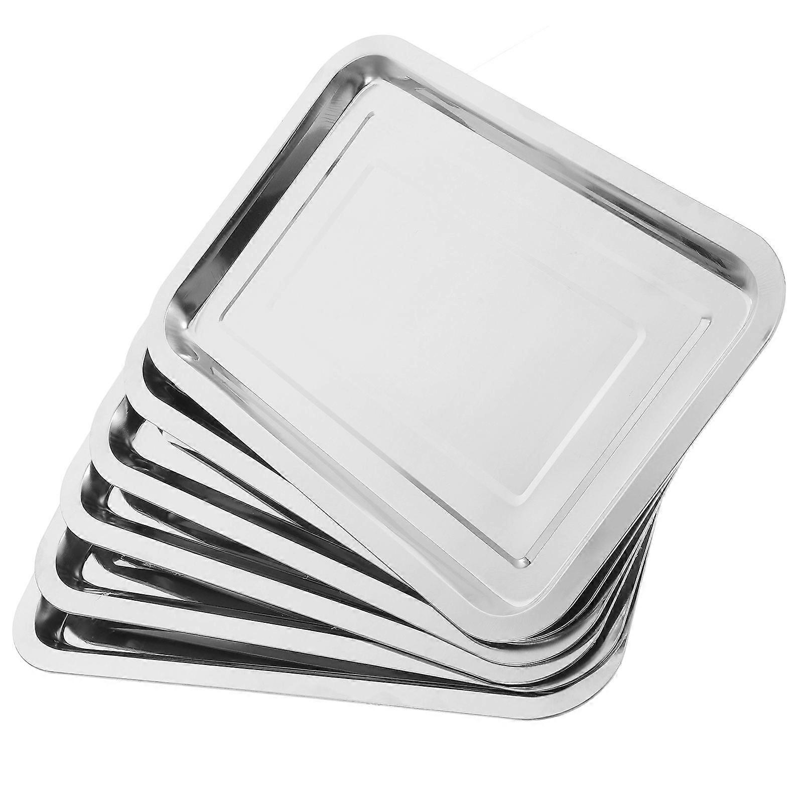 Stainless Steel Square Plate Baking Tray for Roasting Fish 6Pcs