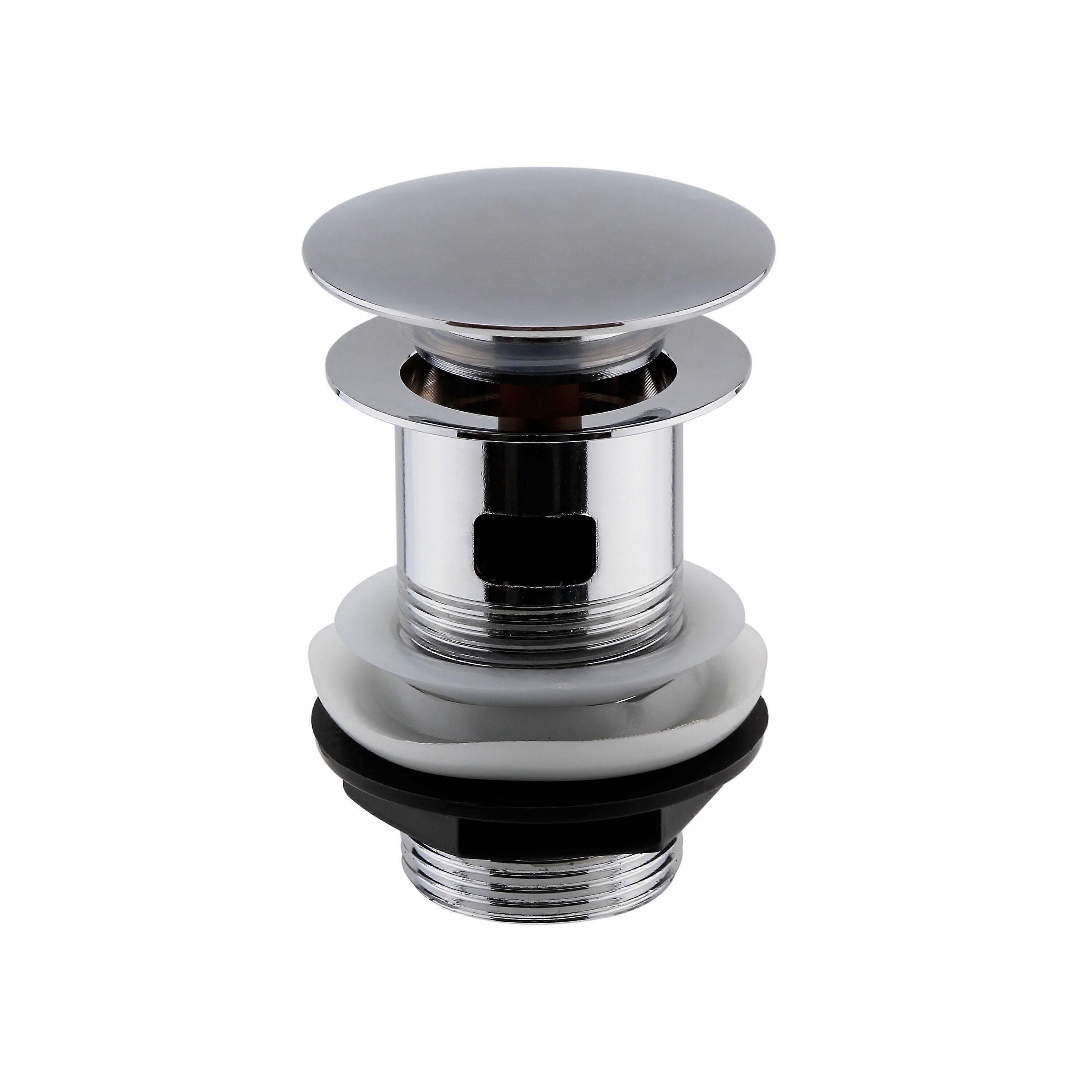 Round Push Button Basin Waste Slotted - Chrome