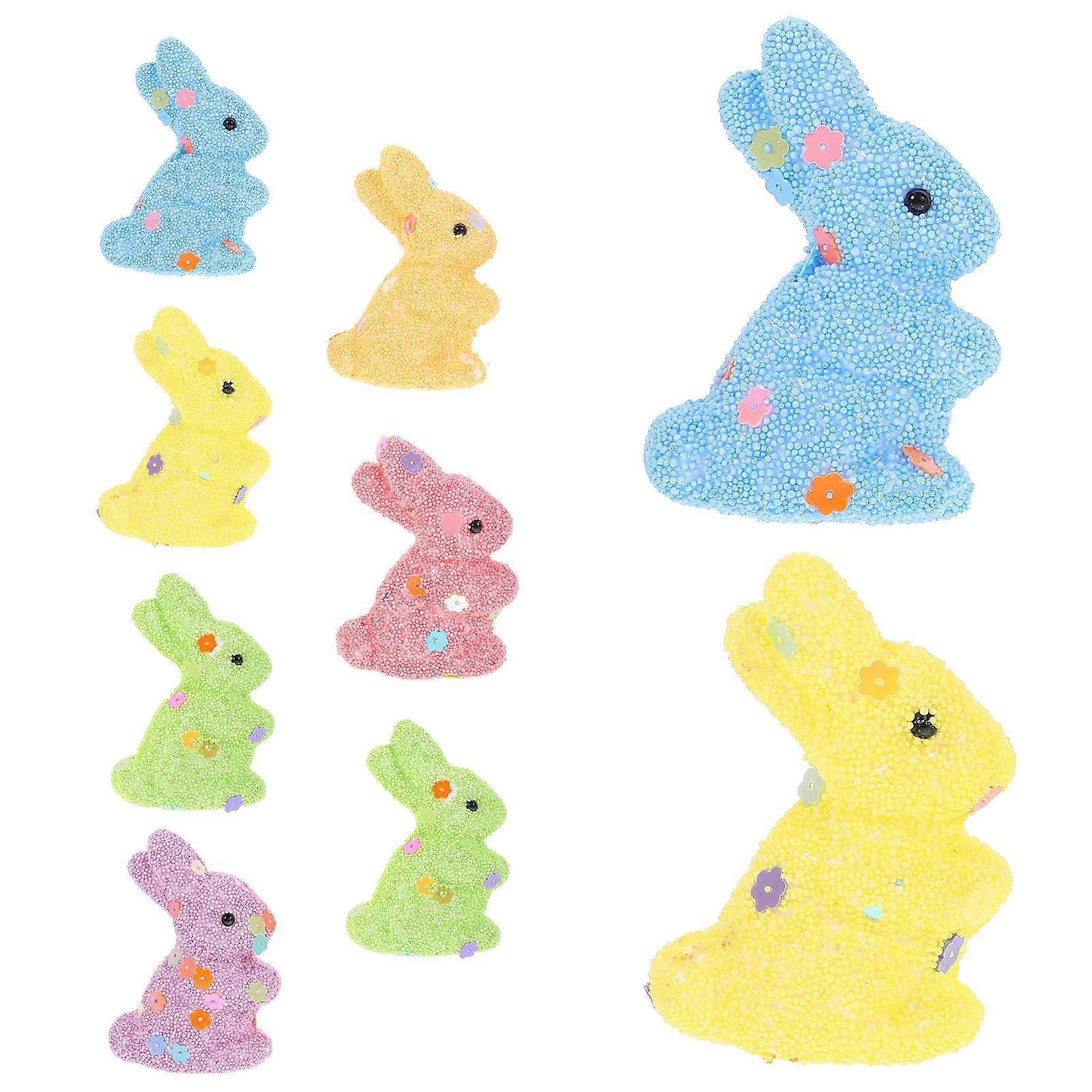 Foams Rabbit Easter Decorations for Tabletop Use 18Pcs Bunny Figurines