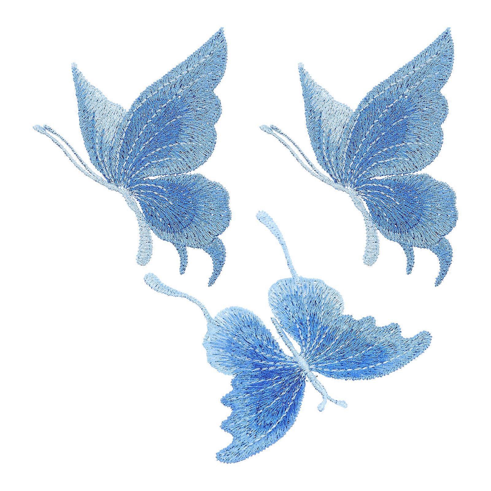 Colored Butterflies Embroidered Patch for Decoration Use 3Pcs Set