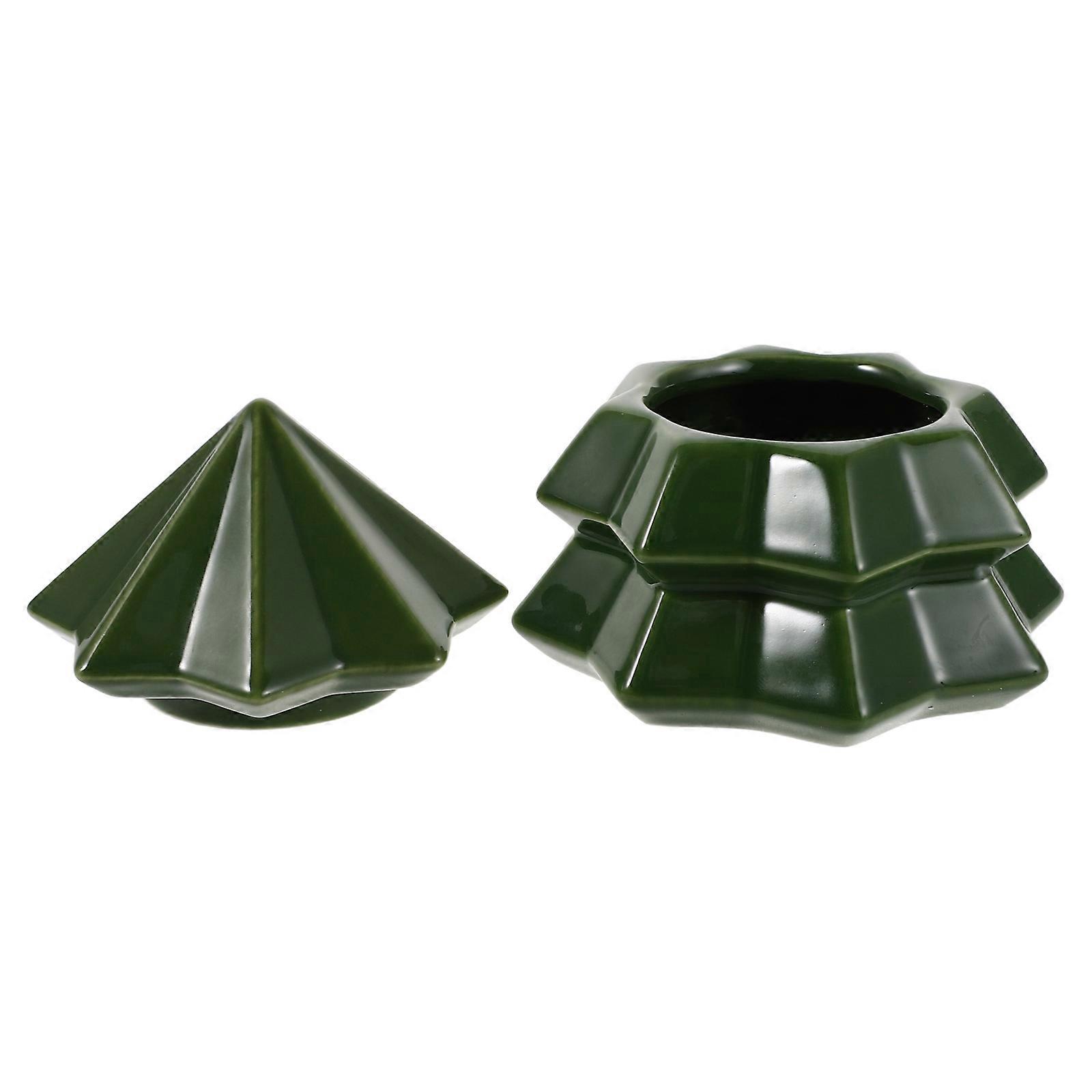 Mini Ceramic Christmas Jar for Storage Christmas Tree Shaped Tea Jar