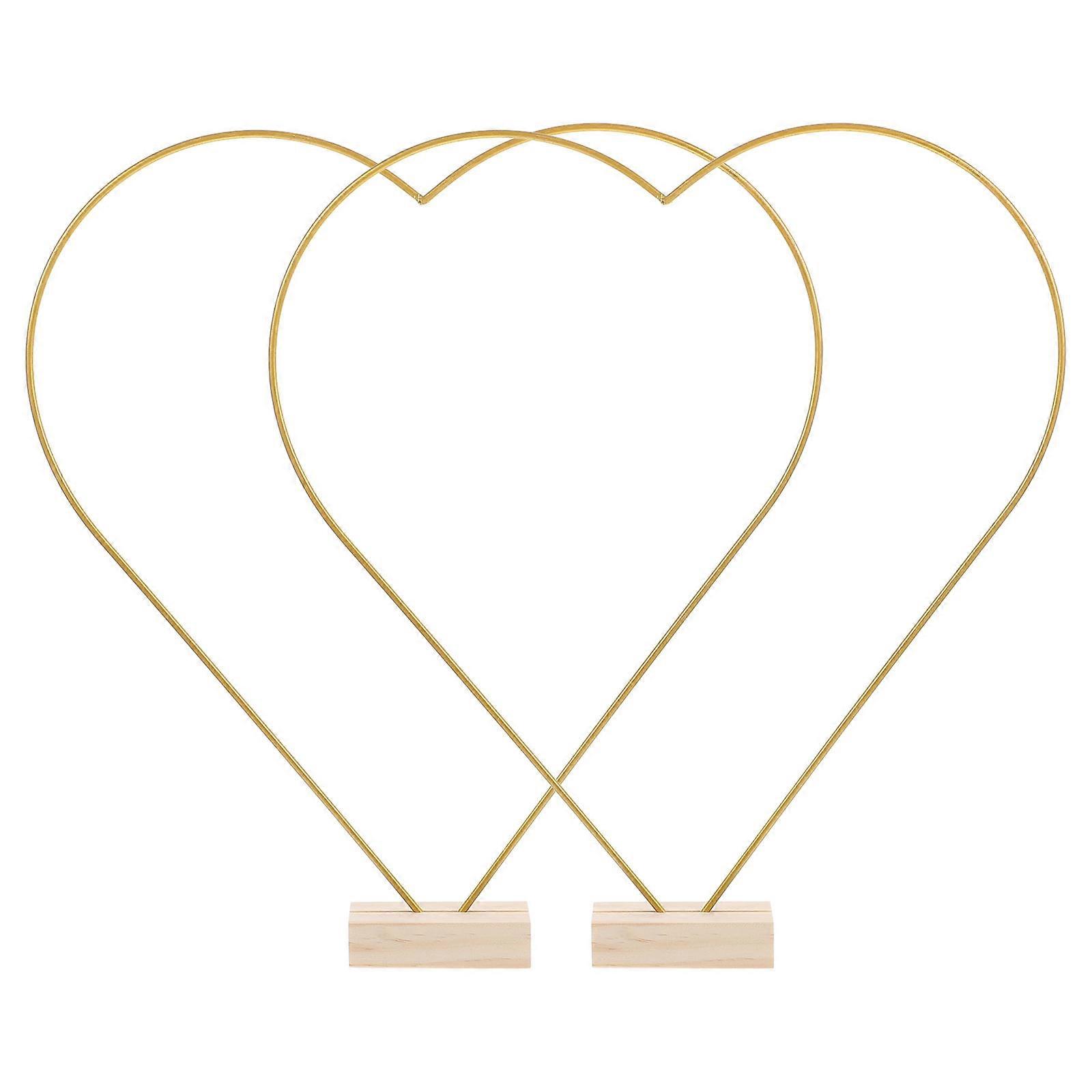 Wood Base Heart Wire Wreath Frame for Decor 2Sets Multi-Function Metal Hoops