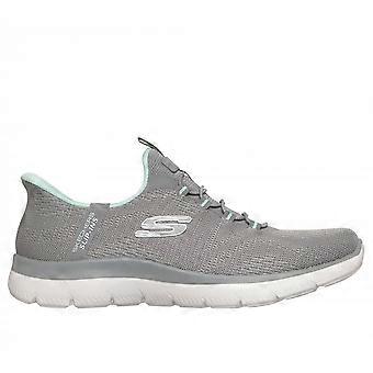 Dame Skechers Slip Ins: Summits - Dream Chaser | Grå | Maskinvaskbare damesko med elastisk blonde