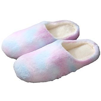 Damesslippers van pluizig memory foam, comfortabele pluche instappers voor binnen en buiten, verstelbare warmte van het imitatiebont, maat 40-41, paars