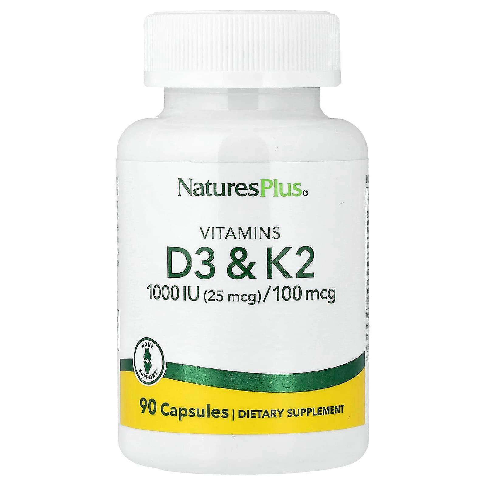 NaturesPlus, Vitamin D3 + K2, 90 Capsules