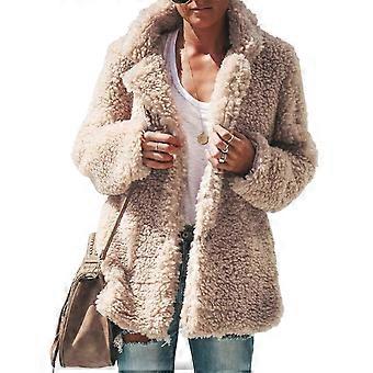 Oversized Women's Winter Plush Coat - Thermal Outwear Jacket,l