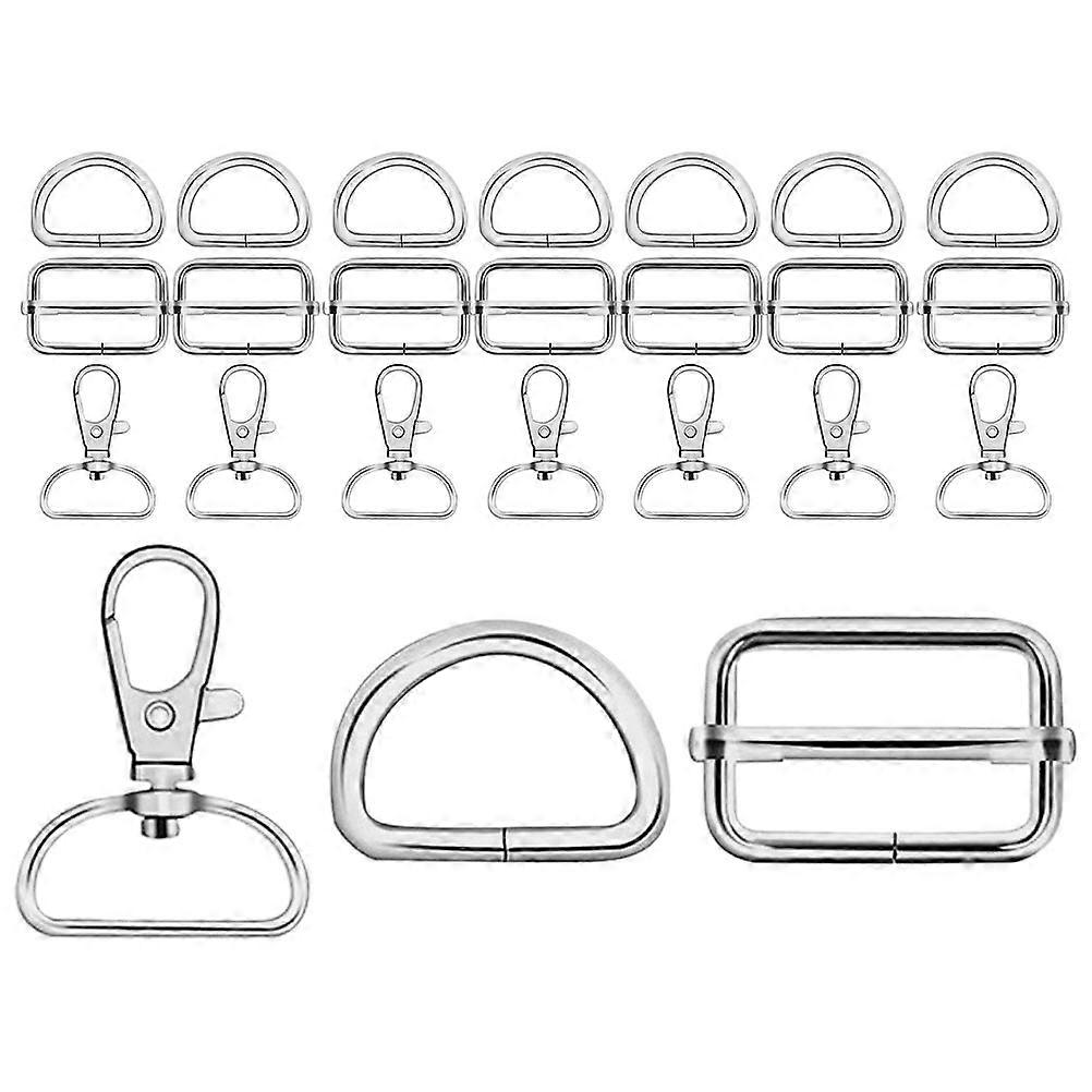 Silver Metal Snap Hook Ring Set for DIY Projects 24Pcs Adjustable Buckles