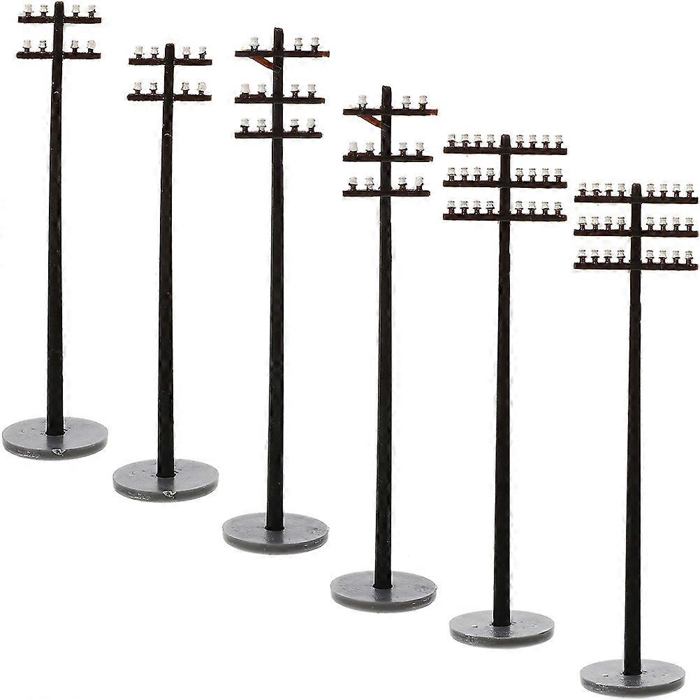 Scenario Telegraph Pole Models Miniature Train Construction Accessory 6Pcs