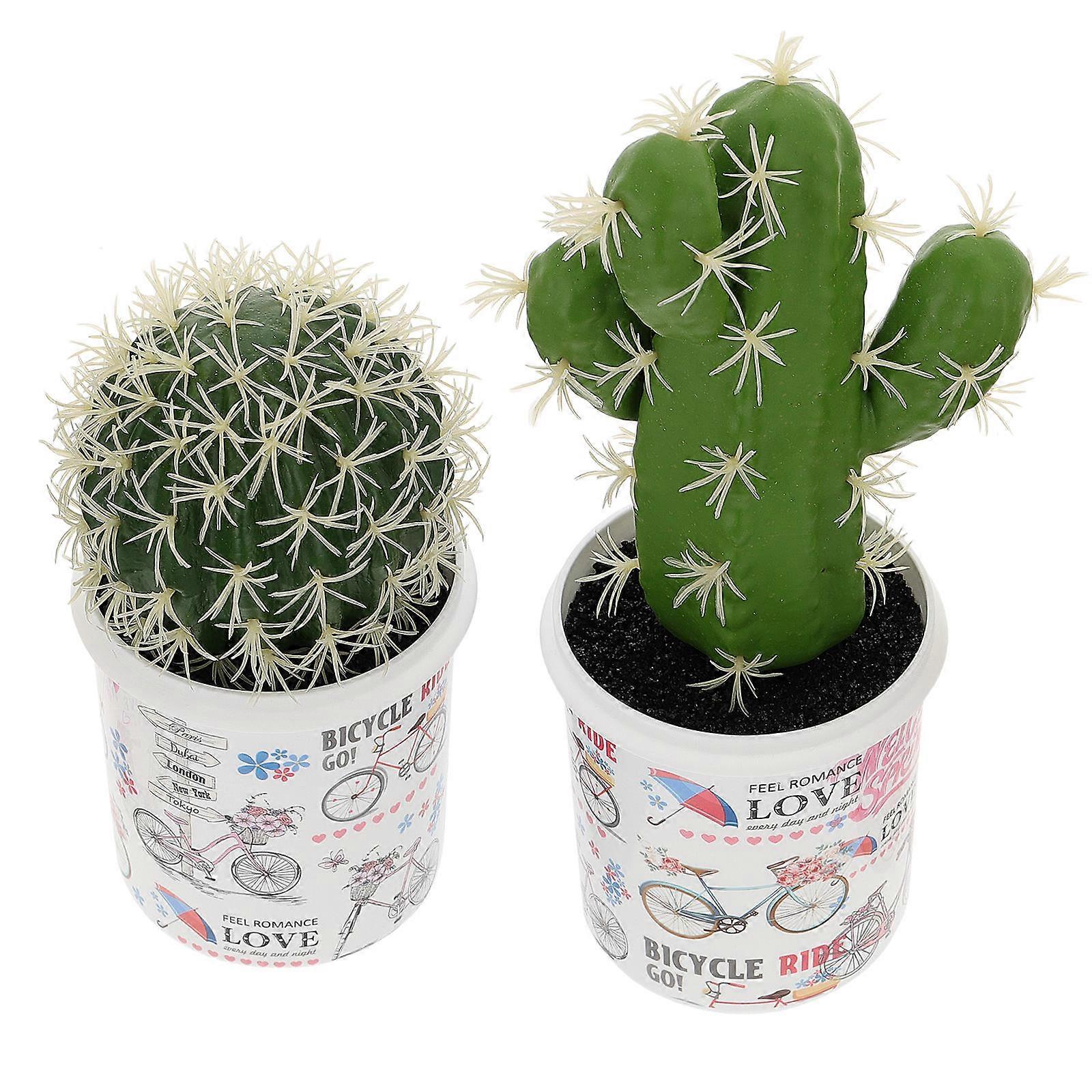 Simulation Cactus 2Pcs Desktop Micro Landscape Decoration In For General Users With Practical Enhancement Features