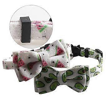 Cat Collars Fashion Bowknot Bell Adjustable Compatible with Small Pets, Assorted Colors, 2Pcs Set