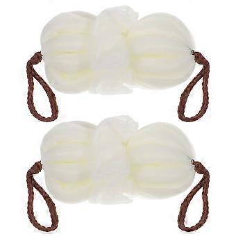 Bath Ball Shower Exfoliating for Body Cleaning 2Pcs Beige Scrubber
