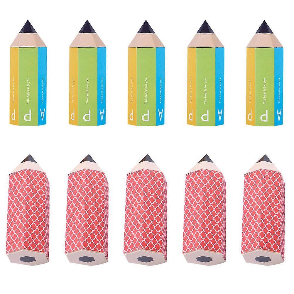 10pcs Colored Pencil Shaped Paper Cookie Boxes Creative Paper Packaging Boxes (Random Style)
