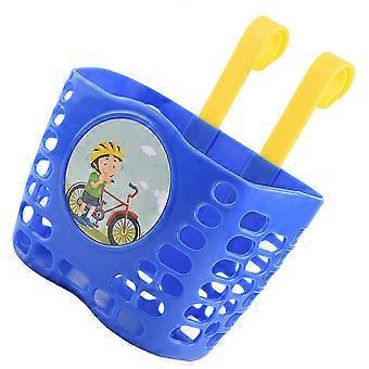 Crianças bicicleta cesta dianteira plástico recipiente de armazenamento Scooter cesta (azul escuro)
