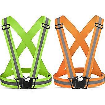 Running Reflective Vest Gear 2 Pack,High Visibility Adjustable Safety Vest for Night Jogging,Dog Walking